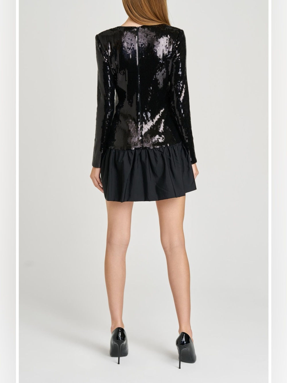NEW Wayf Black Maddie Long Sleeve Sequin Minidress S - Picture 2 of 13